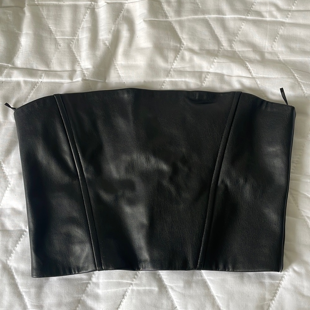 Zara faux leather corset top